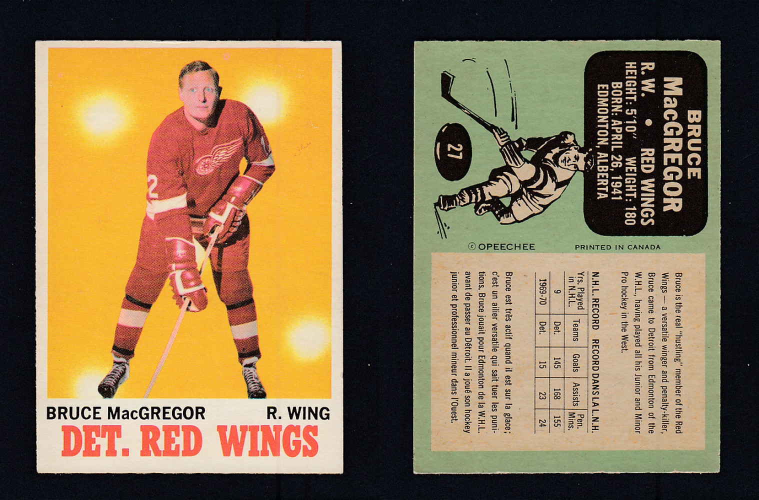 1970-71 O-PEE-CHEE HOCKEY CARD #27 B. MACGREGOR photo