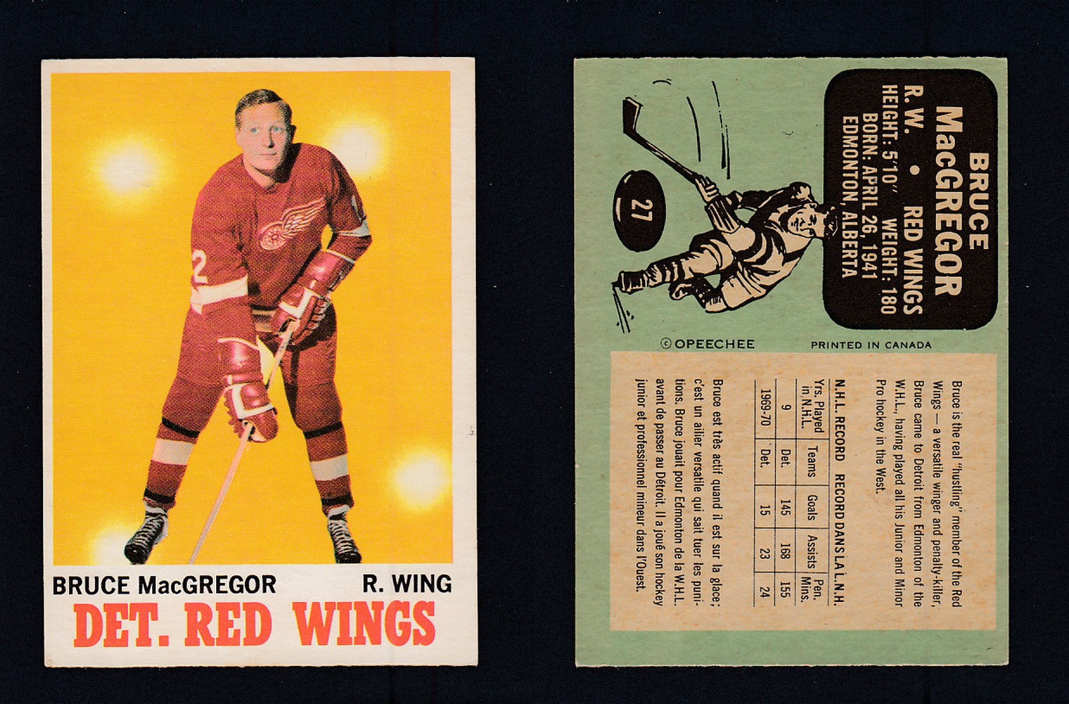 1970-71 O-PEE-CHEE HOCKEY CARD #27 B. MACGREGOR photo