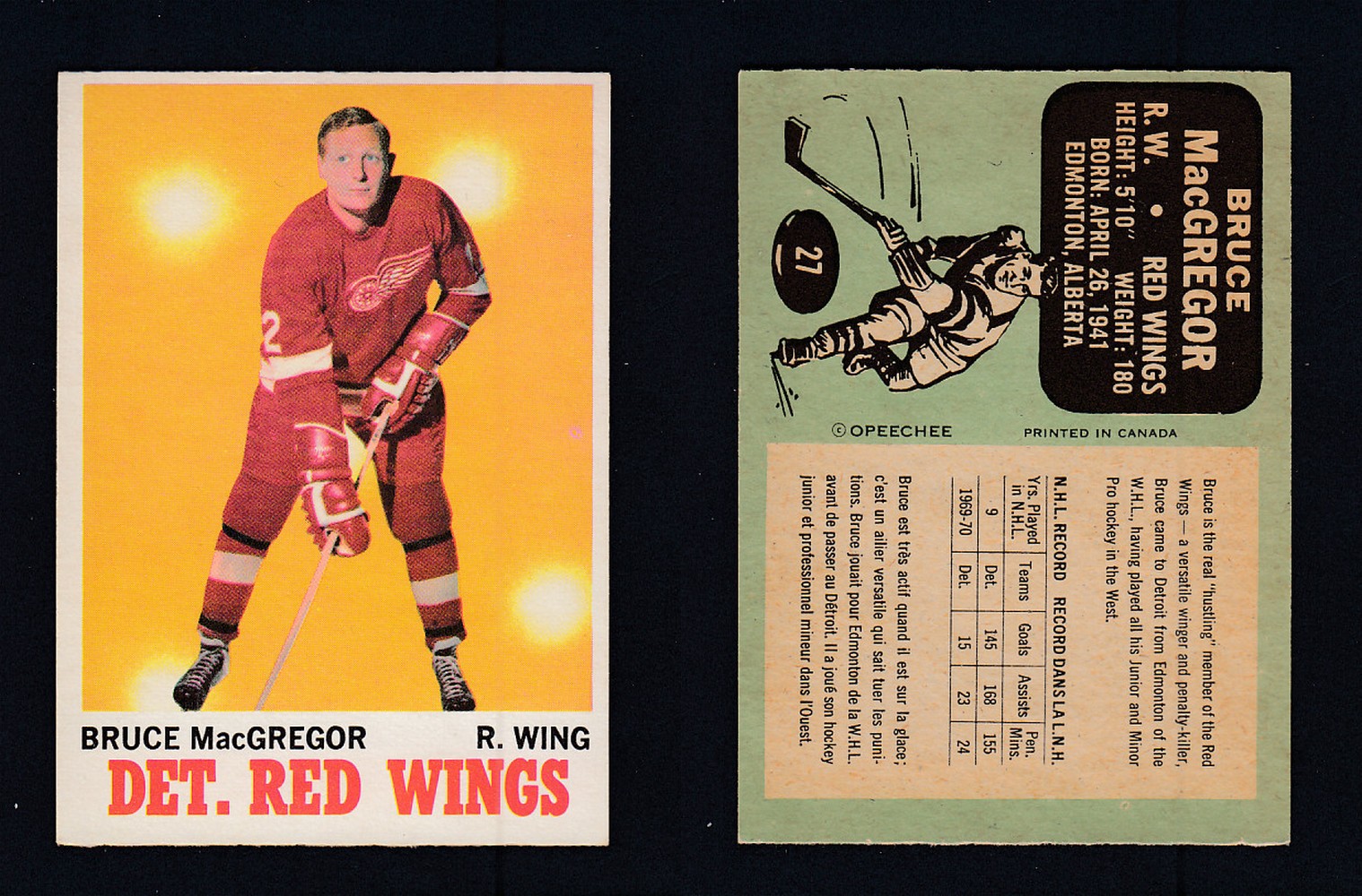 1970-71 O-PEE-CHEE HOCKEY CARD #27 B. MACGREGOR photo