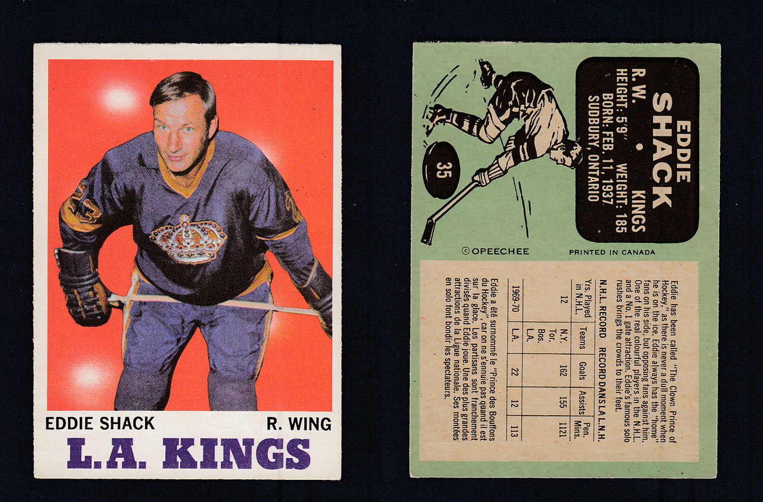 1970-71 O-PEE-CHEE HOCKEY CARD #35 E. SHACK photo