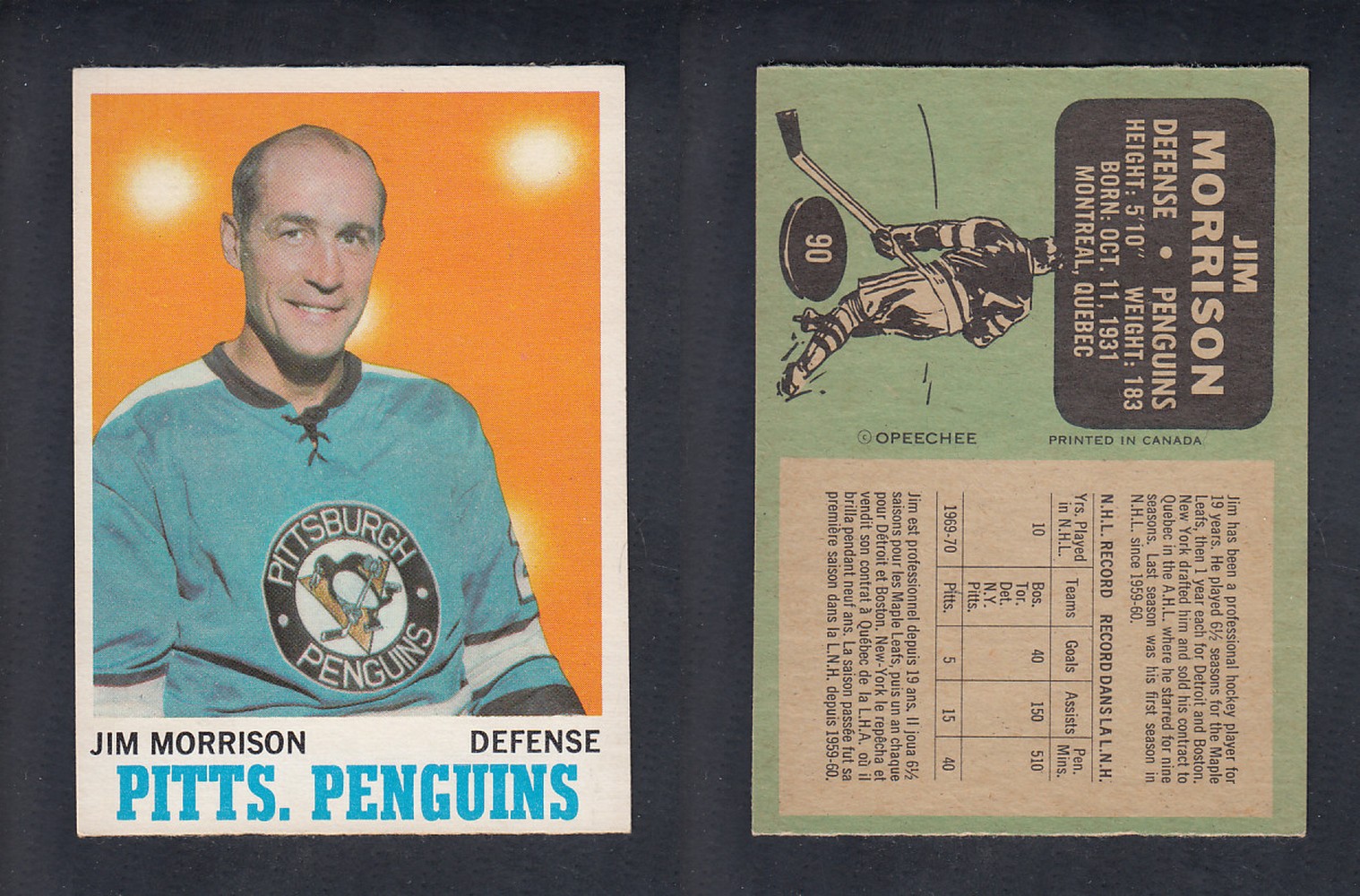 1970-71 O-PEE-CHEE HOCKEY CARD  #90 J. MORRISON photo