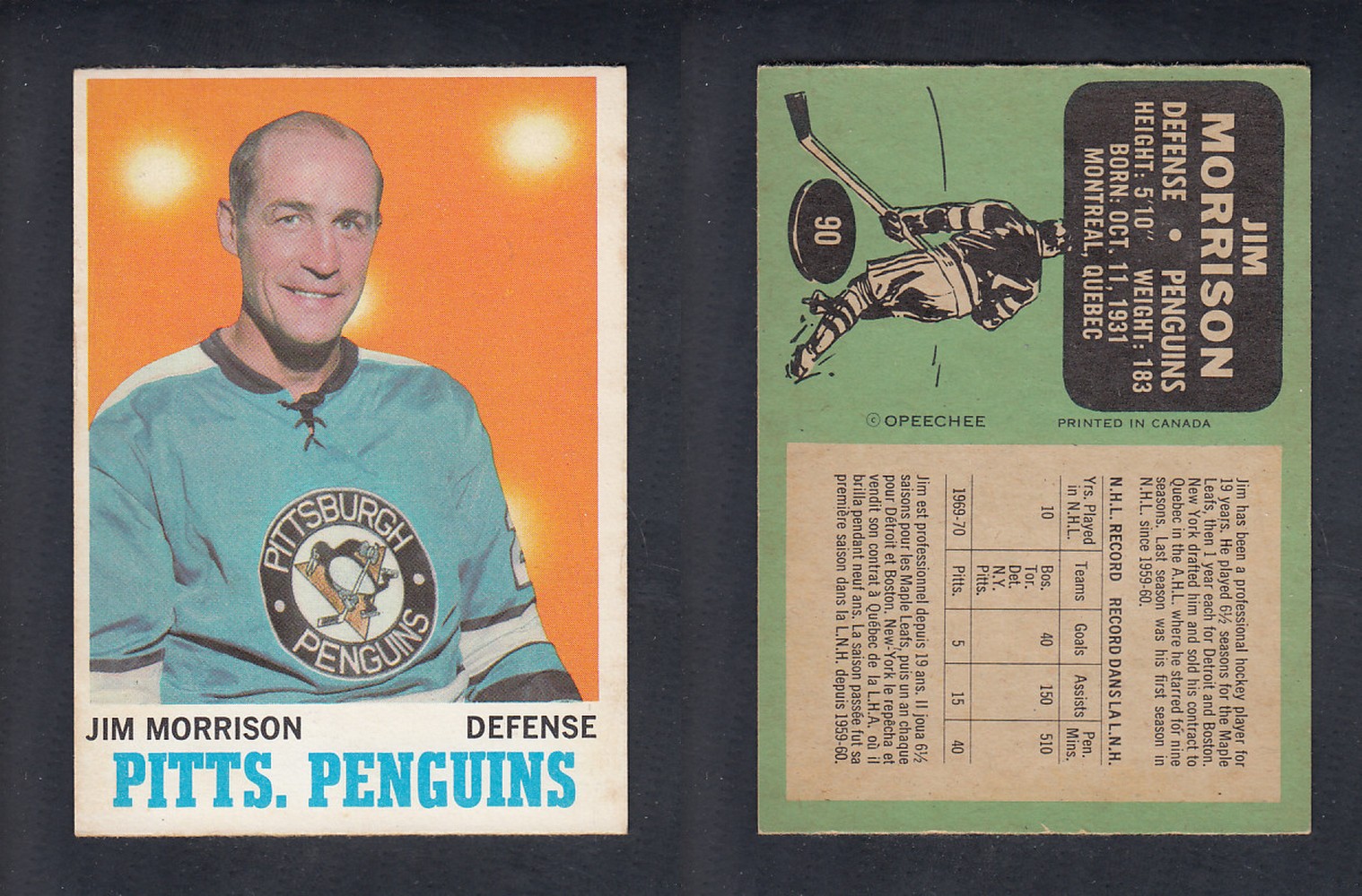 1970-71 O-PEE-CHEE HOCKEY CARD  #90 J. MORRISON photo