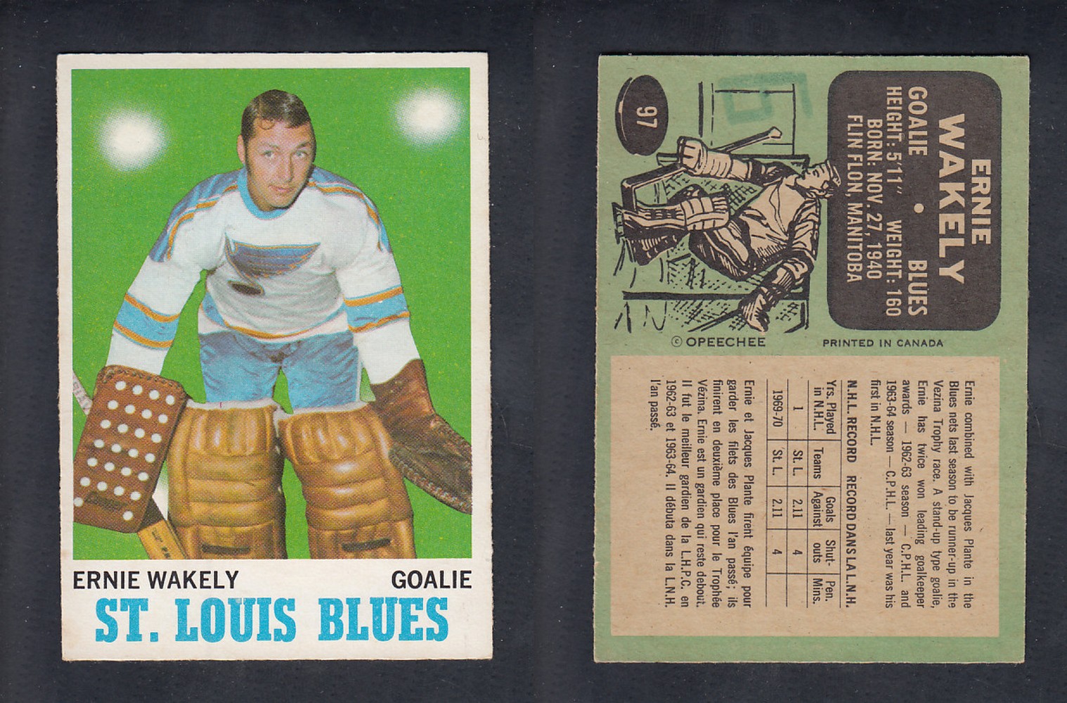 1970-71 O-PEE-CHEE HOCKEY CARD  #97 E. WAKELY photo