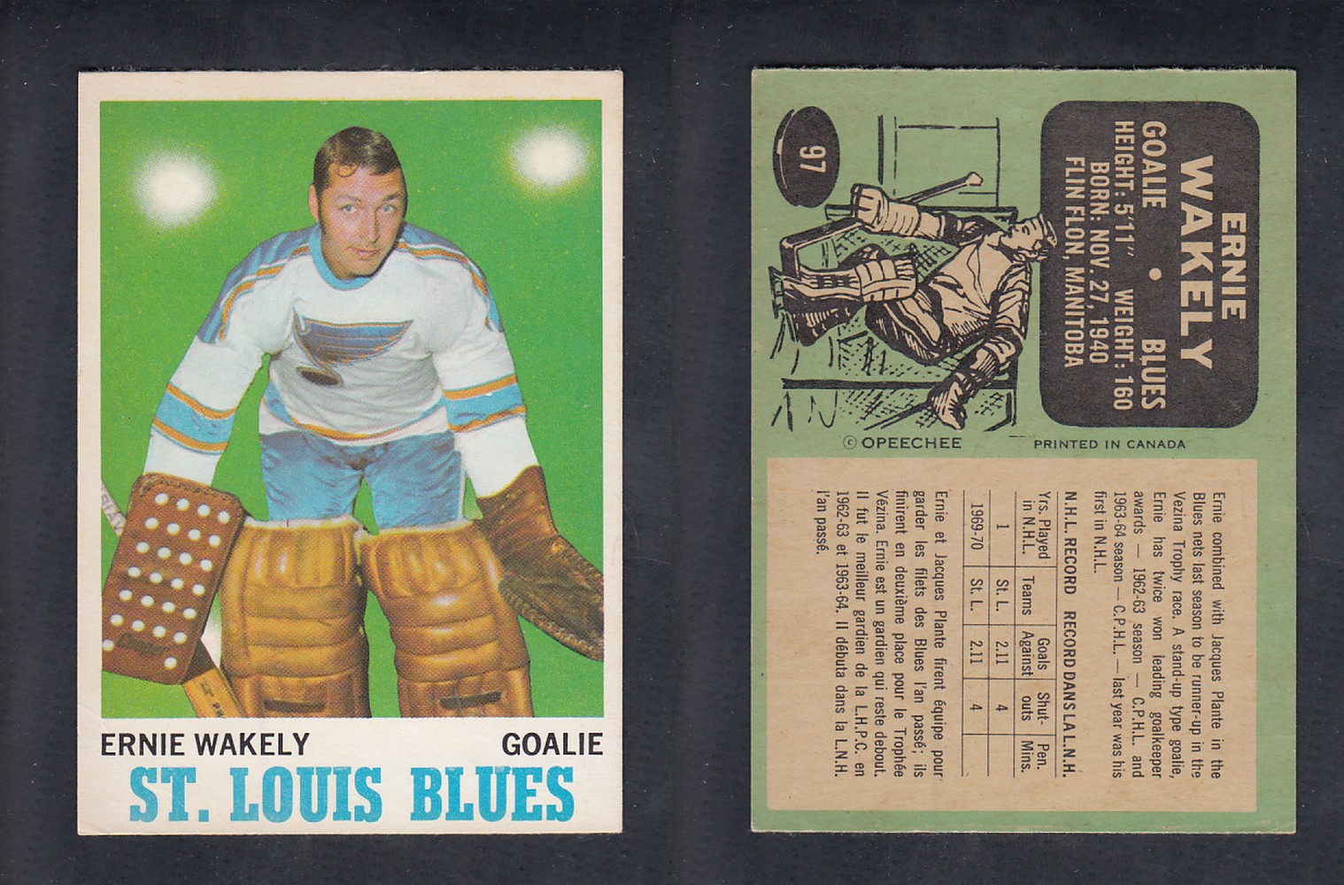 1970-71 O-PEE-CHEE HOCKEY CARD  #97 E. WAKELY photo