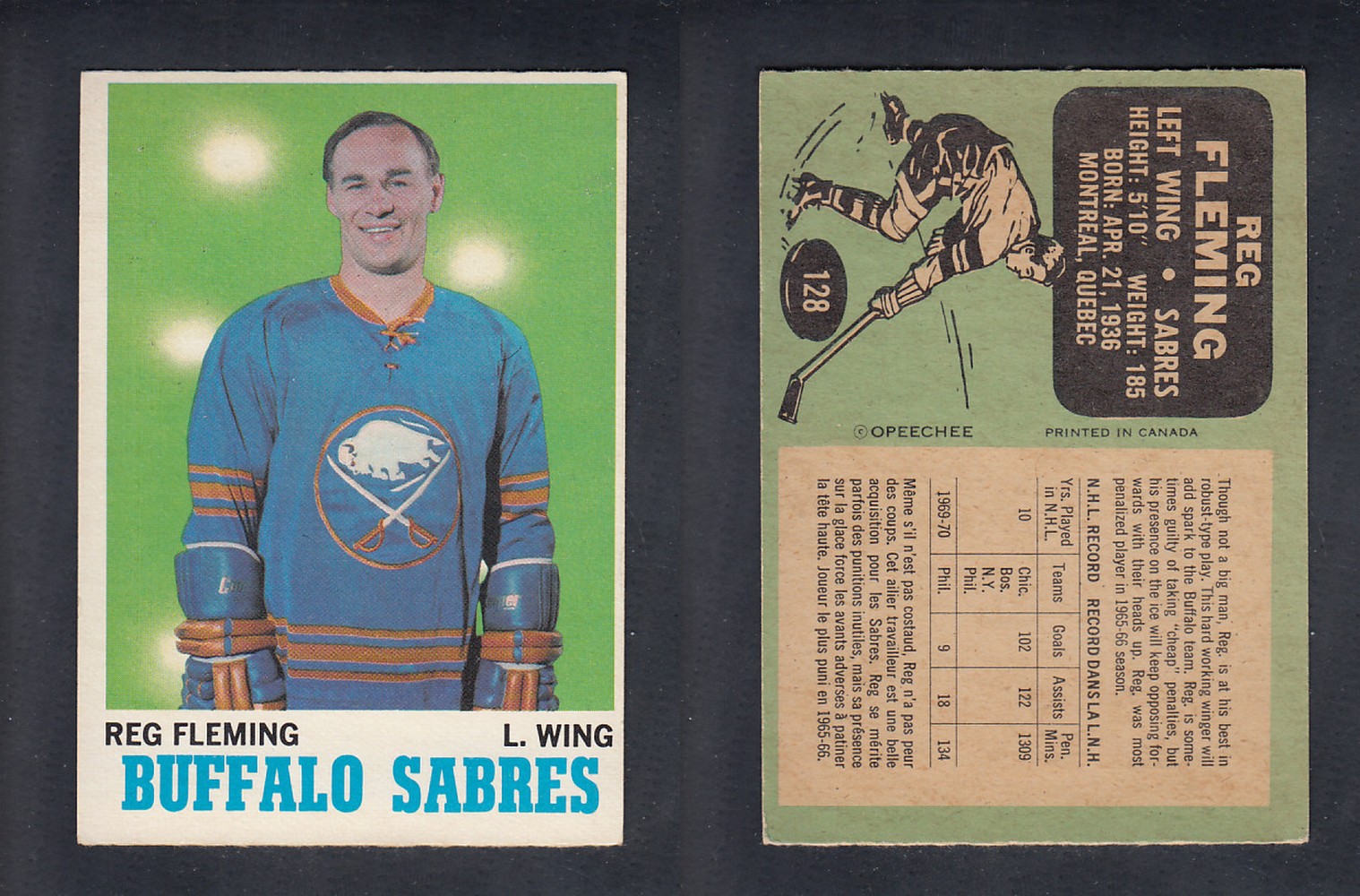 1970-71 O-PEE-CHEE HOCKEY CARD  #128  R. FLEMING photo