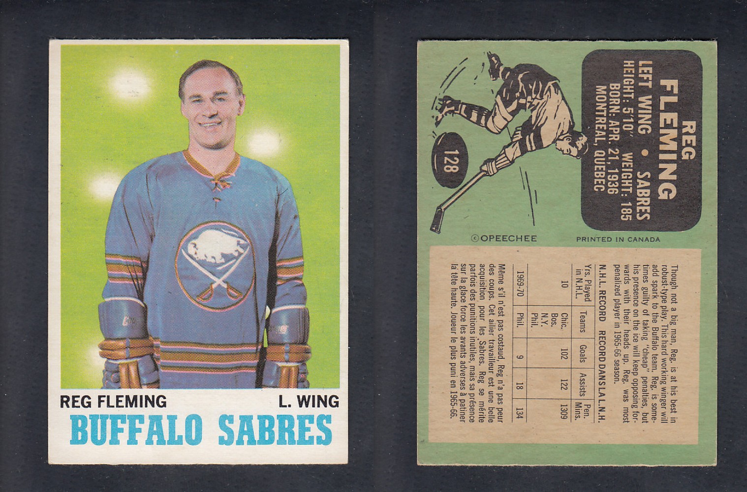 1970-71 O-PEE-CHEE HOCKEY CARD  #128  R. FLEMING photo