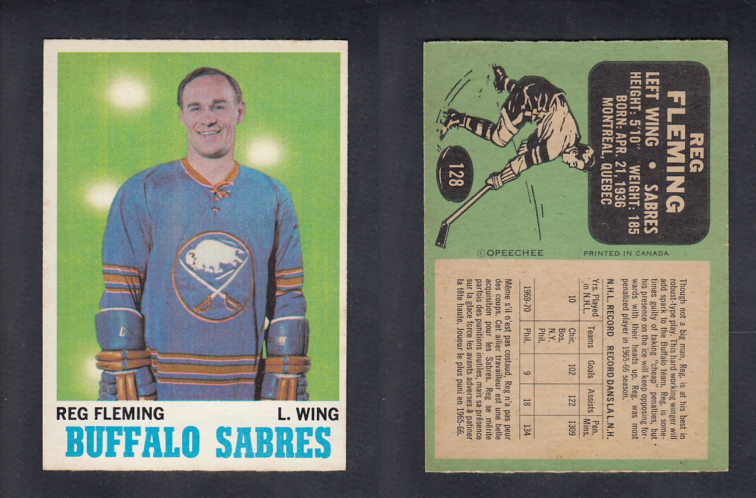 1970-71 O-PEE-CHEE HOCKEY CARD  #128  R. FLEMING photo