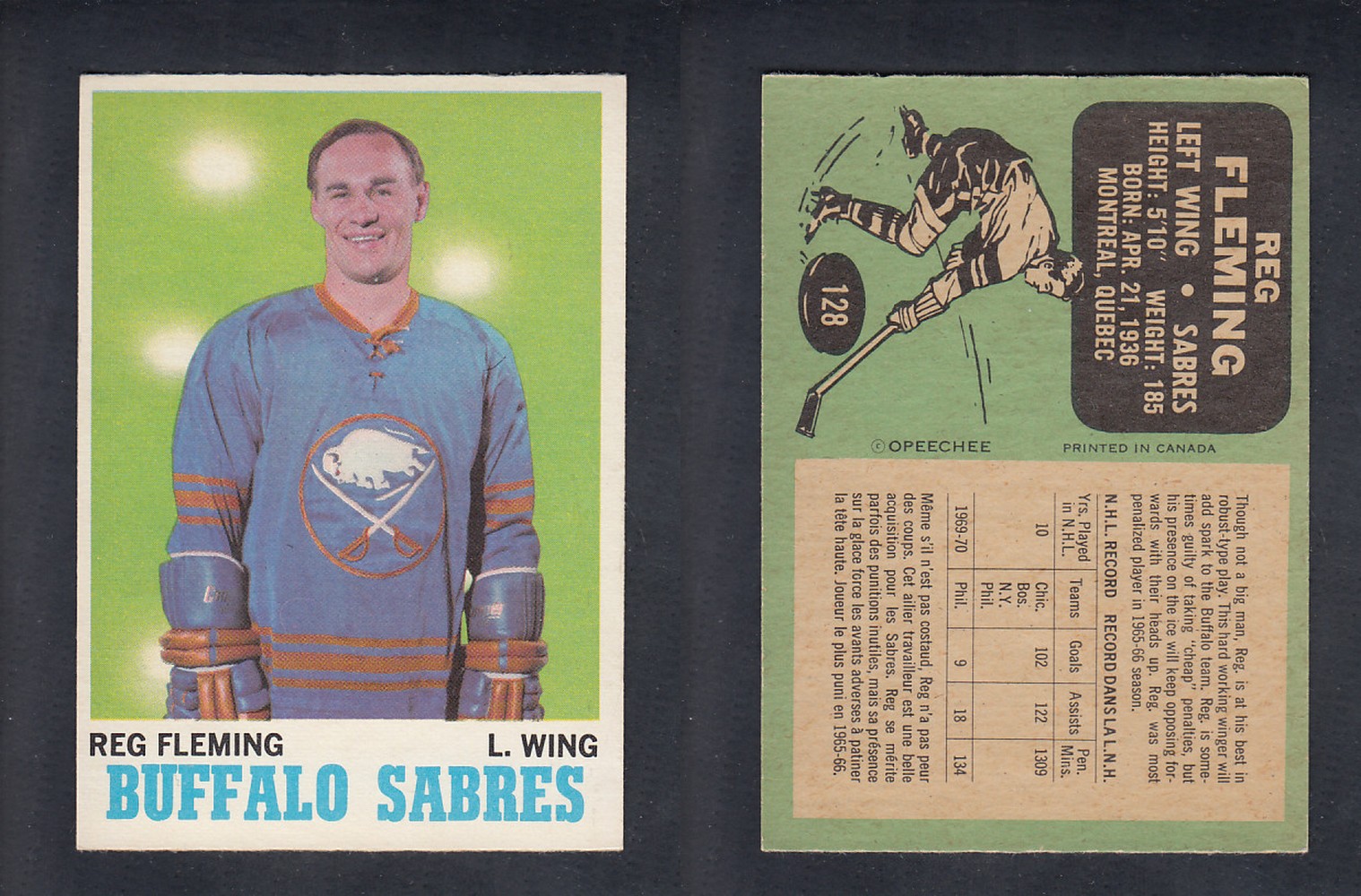 1970-71 O-PEE-CHEE HOCKEY CARD  #128  R. FLEMING photo