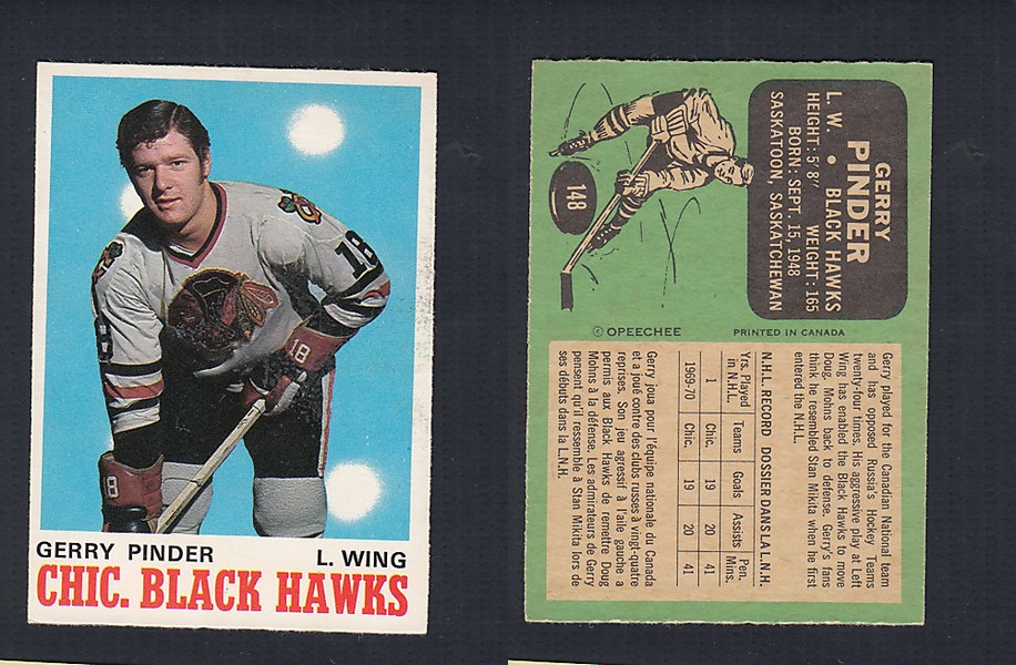 1970-71 O-PEE-CHEE HOCKEY CARD  #148 G. PINDER photo