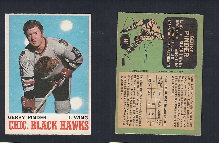 1970-71 O-PEE-CHEE HOCKEY CARD  #148 G. PINDER photo