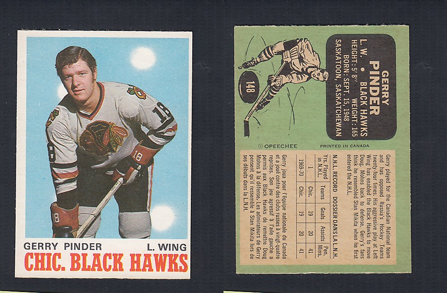 1970-71 O-PEE-CHEE HOCKEY CARD  #148 G. PINDER photo