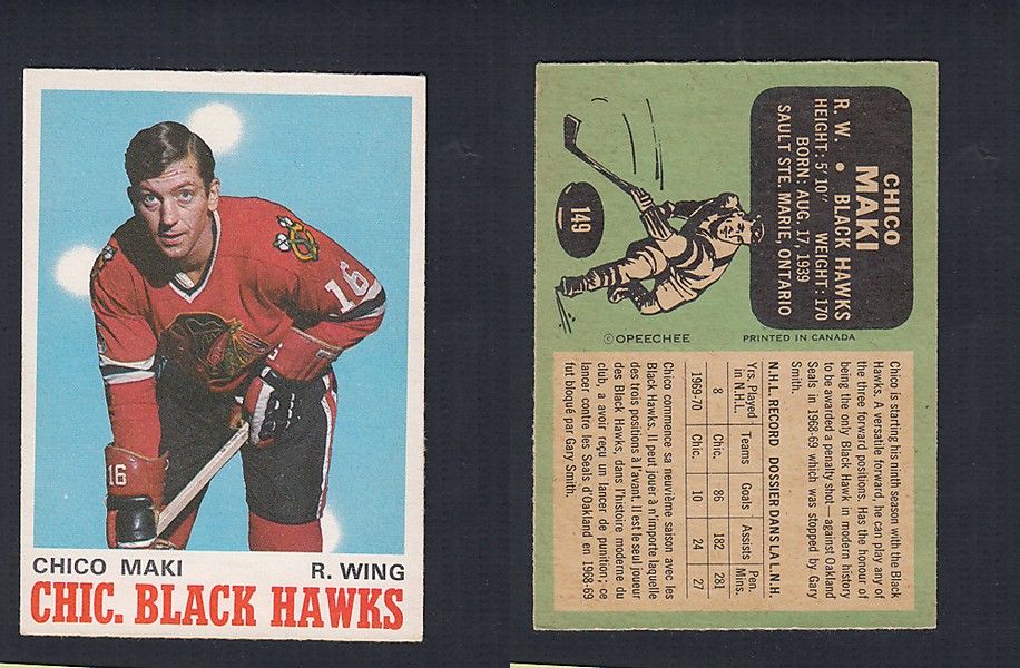 1970-71 O-PEE-CHEE HOCKEY CARD  #149 C. MAKI photo