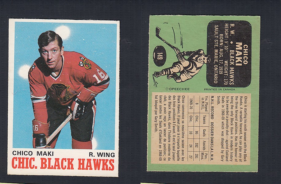 1970-71 O-PEE-CHEE HOCKEY CARD  #149 C. MAKI photo