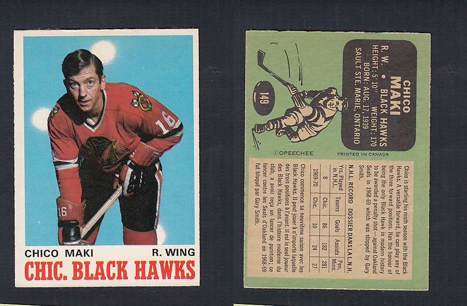 1970-71 O-PEE-CHEE HOCKEY CARD  #149 C. MAKI photo