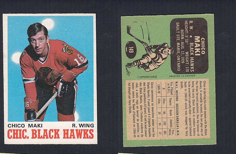 1970-71 O-PEE-CHEE HOCKEY CARD  #149 C. MAKI photo