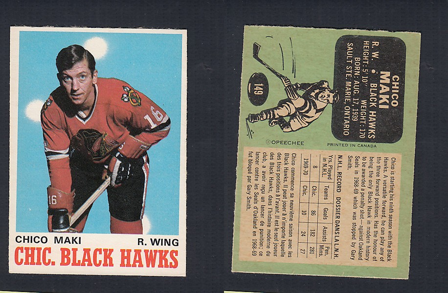 1970-71 O-PEE-CHEE HOCKEY CARD  #149 C. MAKI photo