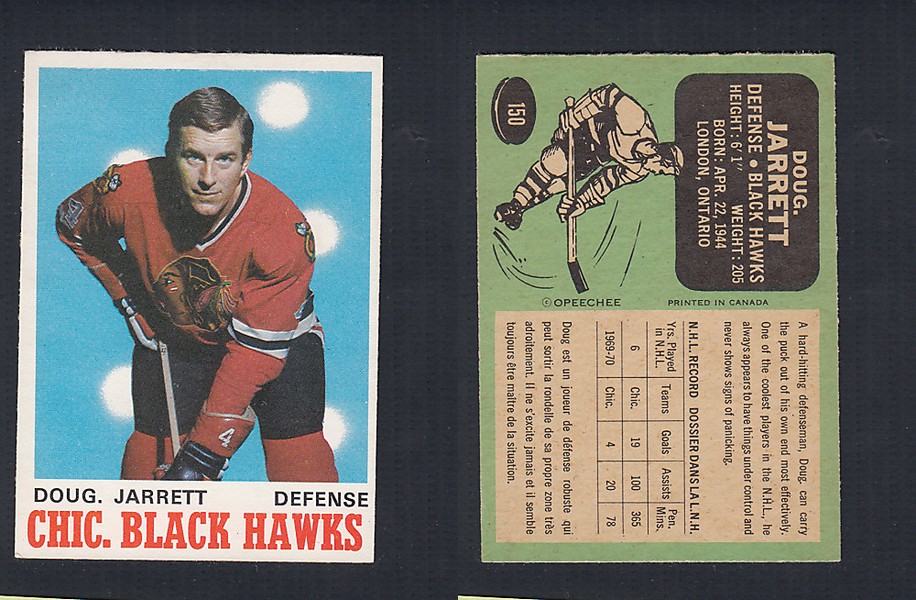 1970-71 O-PEE-CHEE HOCKEY CARD  #150 D. JARRETT photo