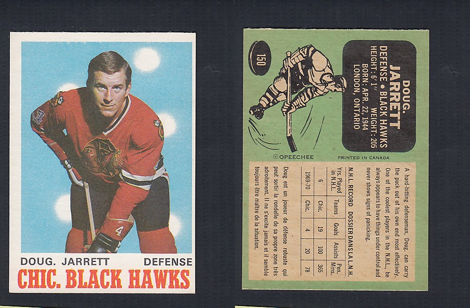 1970-71 O-PEE-CHEE HOCKEY CARD  #150 D. JARRETT photo