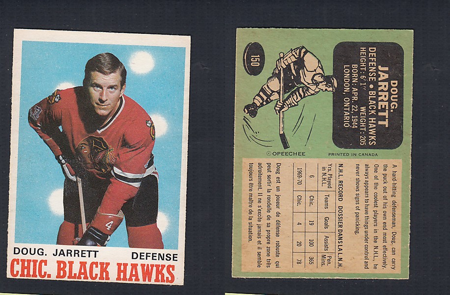 1970-71 O-PEE-CHEE HOCKEY CARD  #150 D. JARRETT photo