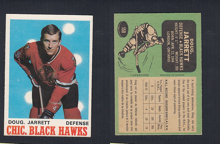 1970-71 O-PEE-CHEE HOCKEY CARD  #150 D. JARRETT photo