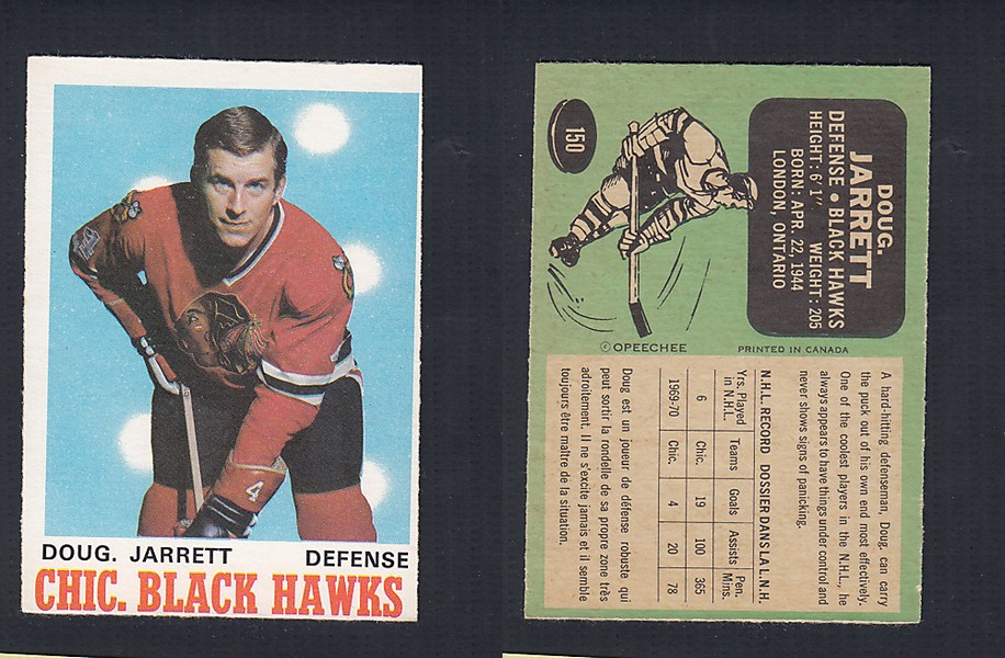 1970-71 O-PEE-CHEE HOCKEY CARD  #150 D. JARRETT photo