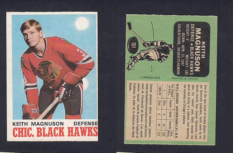 1970-71 O-PEE-CHEE HOCKEY CARD  #151 K. MAGNUSON photo