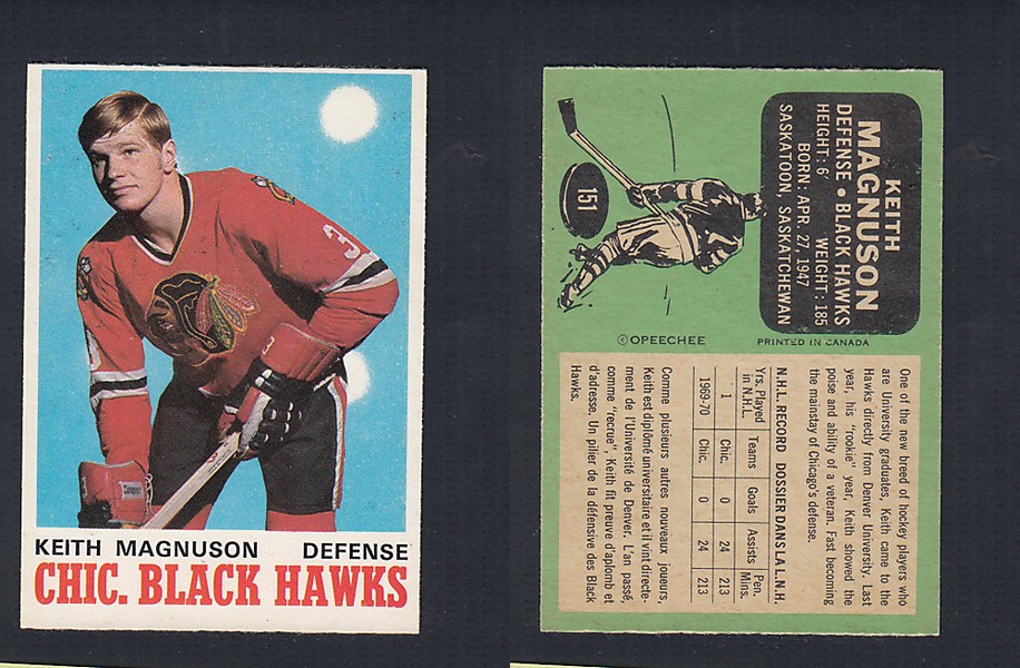 1970-71 O-PEE-CHEE HOCKEY CARD  #151 K. MAGNUSON photo