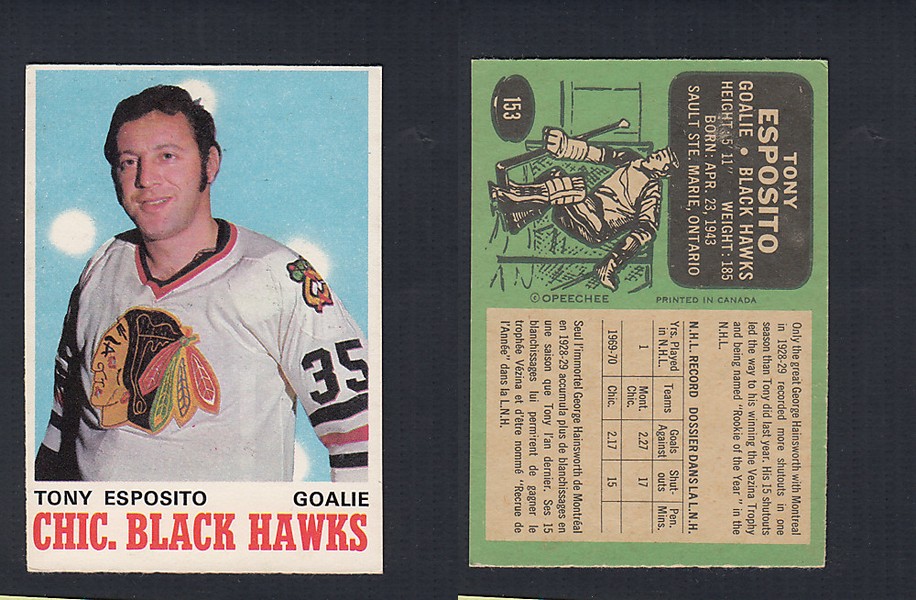 1970-71 O-PEE-CHEE HOCKEY CARD  #153 T. ESPOSITO photo