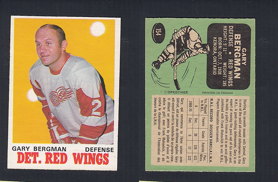 1970-71 O-PEE-CHEE HOCKEY CARD  #154 G. BERGMAN photo