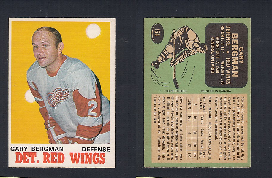 1970-71 O-PEE-CHEE HOCKEY CARD  #154 G. BERGMAN photo