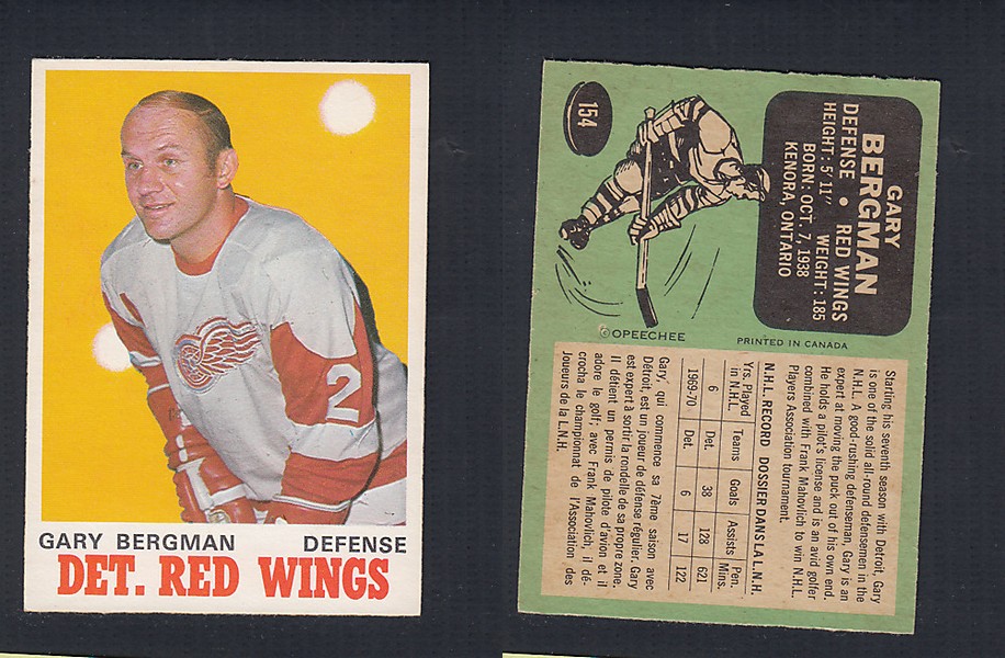 1970-71 O-PEE-CHEE HOCKEY CARD  #154 G. BERGMAN photo