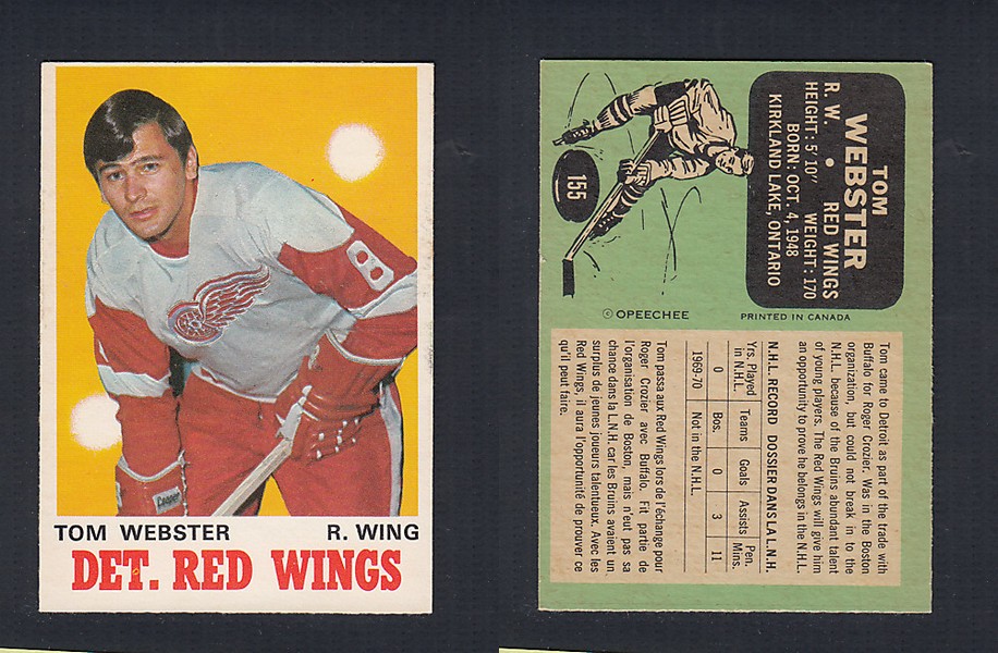 1970-71 O-PEE-CHEE HOCKEY CARD  #155 T. WEBSTER photo