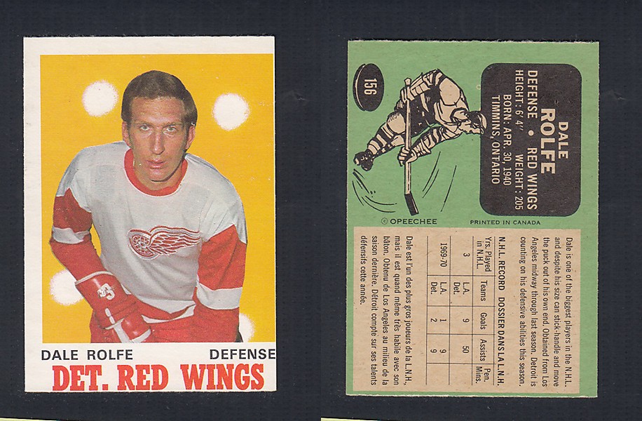 1970-71 O-PEE-CHEE HOCKEY CARD  #156 D. ROLFE photo