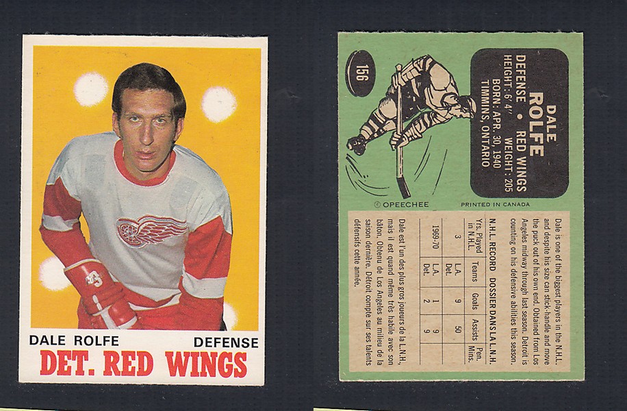 1970-71 O-PEE-CHEE HOCKEY CARD  #156 D. ROLFE photo