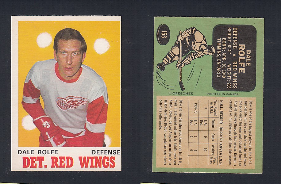 1970-71 O-PEE-CHEE HOCKEY CARD  #156 D. ROLFE photo