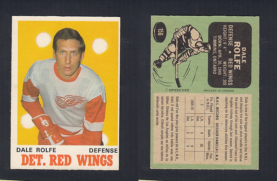 1970-71 O-PEE-CHEE HOCKEY CARD  #156 D. ROLFE photo