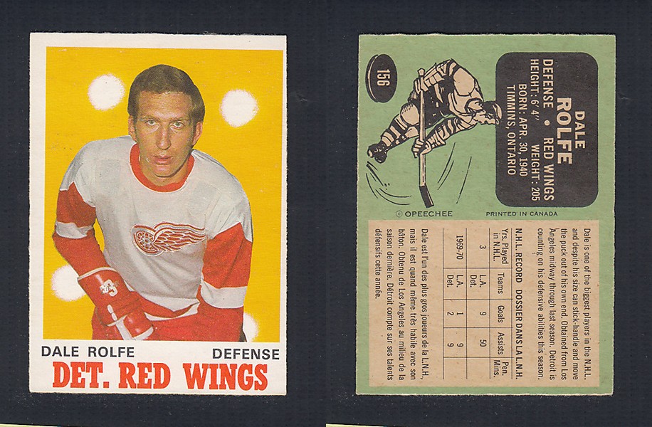 1970-71 O-PEE-CHEE HOCKEY CARD  #156 D. ROLFE photo