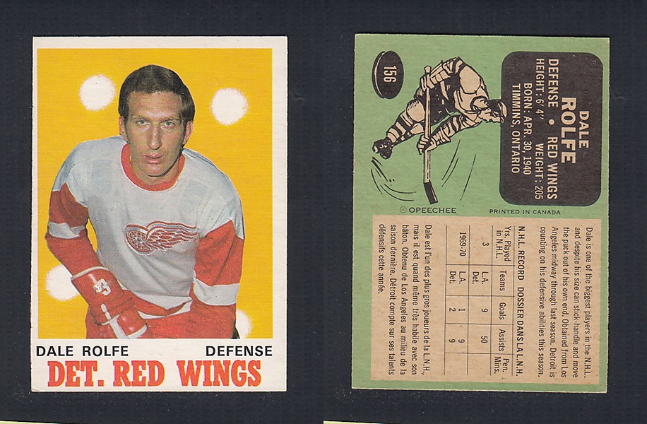 1970-71 O-PEE-CHEE HOCKEY CARD  #156 D. ROLFE photo