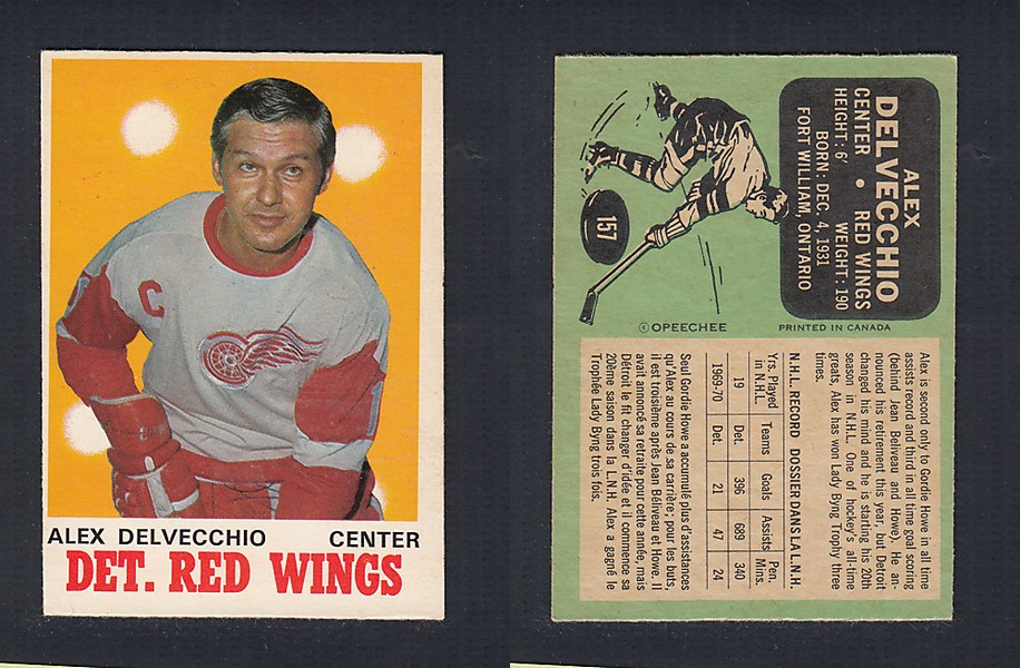 1970-71 O-PEE-CHEE HOCKEY CARD  #157 A. DELVECCHIO photo