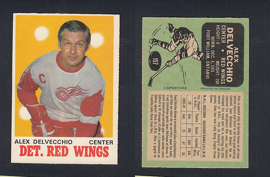 1970-71 O-PEE-CHEE HOCKEY CARD  #157 A. DELVECCHIO photo