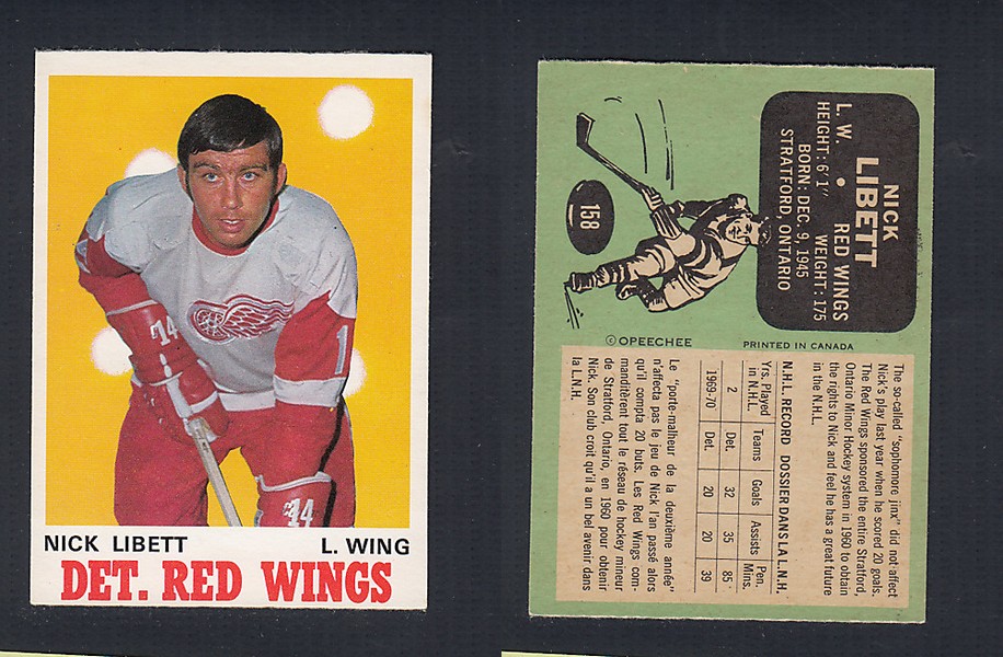 1970-71 O-PEE-CHEE HOCKEY CARD  #158 N. LIBETT photo