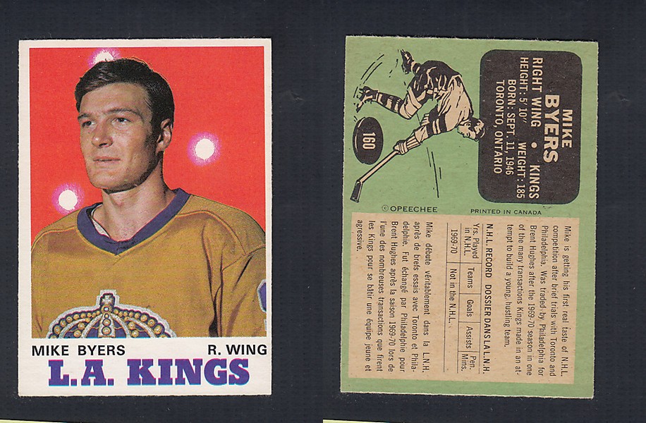 1970-71 O-PEE-CHEE HOCKEY CARD  #160 M. BYERS photo