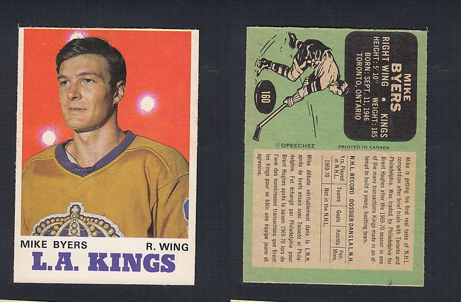 1970-71 O-PEE-CHEE HOCKEY CARD  #160 M. BYERS photo