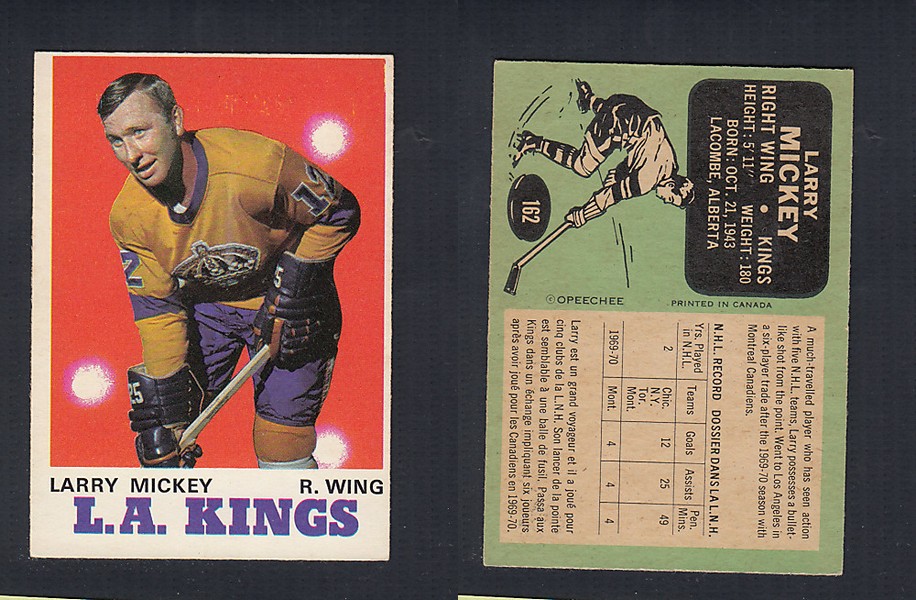 1970-71 O-PEE-CHEE HOCKEY CARD  #162 L. MICKEY photo