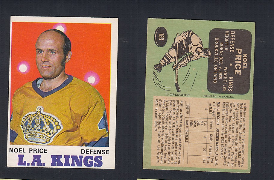 1970-71 O-PEE-CHEE HOCKEY CARD  #163 N. PRICE photo