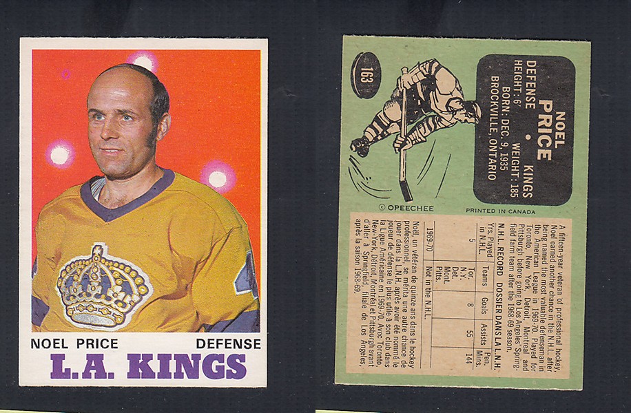 1970-71 O-PEE-CHEE HOCKEY CARD  #163 N. PRICE photo