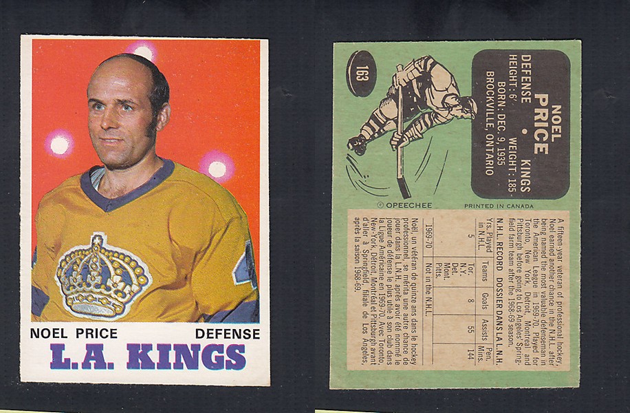 1970-71 O-PEE-CHEE HOCKEY CARD  #163 N. PRICE photo