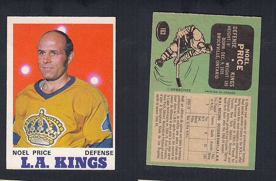 1970-71 O-PEE-CHEE HOCKEY CARD  #163 N. PRICE photo