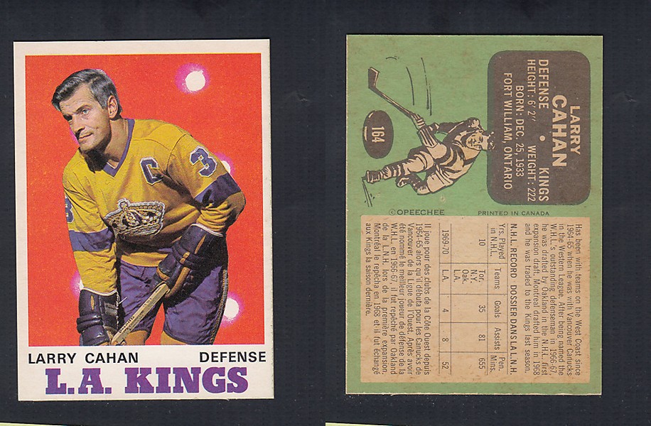 1970-71 O-PEE-CHEE HOCKEY CARD  #164 L. CAHAN photo