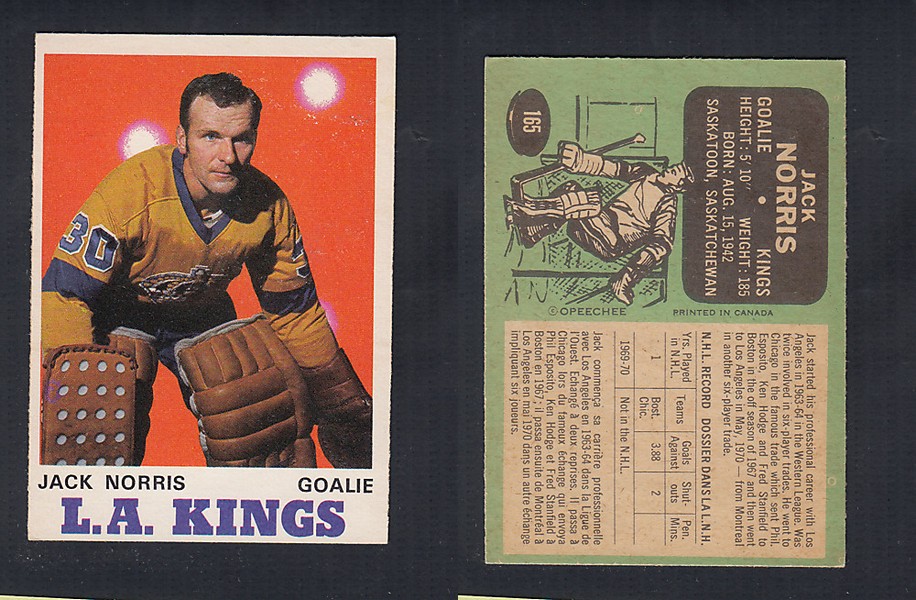 1970-71 O-PEE-CHEE HOCKEY CARD  #165 J. NORRIS photo